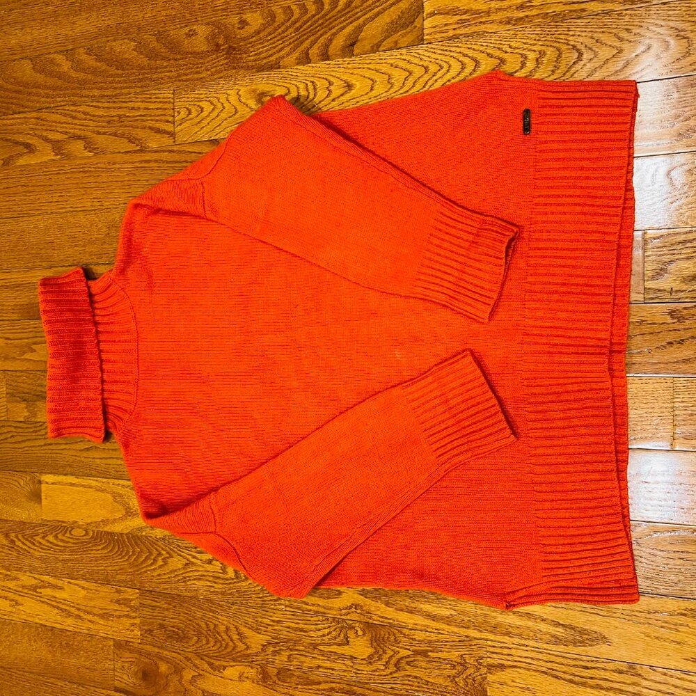 Vintager Polo Ralph Lauren Cashmere Blend Orange Turtleneck Sweater Size S - Picture 9 of 16